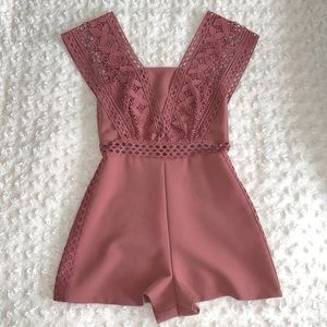 Topshop Dusty Pink Romper Lace Detail